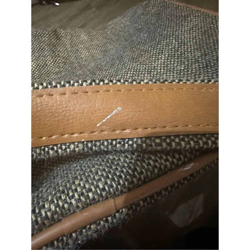 Vintage Pierre Cardin Brown Tweed Carry-On Shoulder Bag Strap Weekend Travel